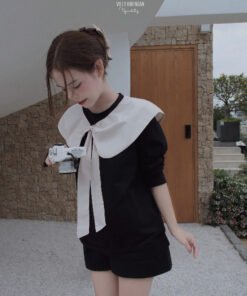 Alternative view of SET ĐEN SHORT TAY DÀI THẮT NƠ