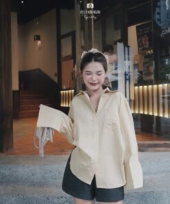 Alternative view of ÁO SƠMI TAY DÀI SỌC VÀNG HÀN XẺNG 💛