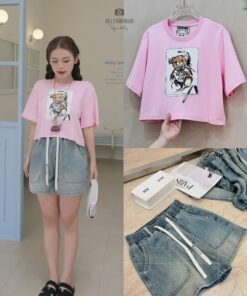 Alternative view of ÁO THUN CROP MOS HỒNG