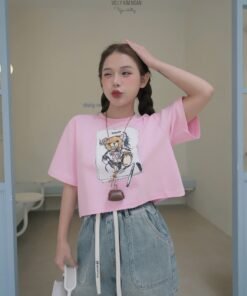 ÁO THUN CROP MOS HỒNG