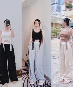 ÁO CROP TANK VIỀN CHỈ 2 DÂY EO
