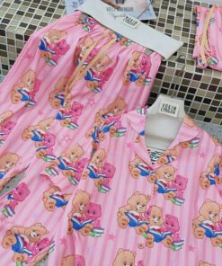 Alternative view of SET PIJAMA DÀI 2 GẤU SỌC HỒNG