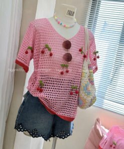 Alternative view of ÁO TAY NGẮN ĐỤC LỖ CHERRY