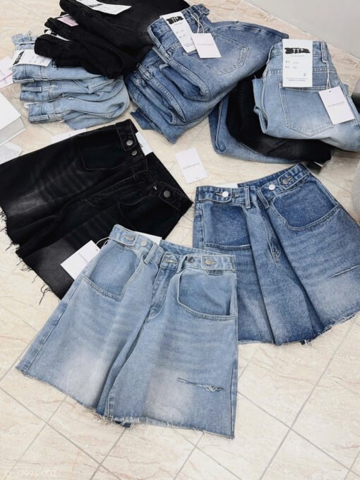 QUẦN SHORT JEAN NGỐ WAX NÚT LƯNG