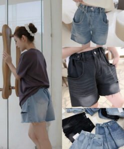 Alternative view of QUẦN SHORT JEAN NGỐ WAX NÚT LƯNG