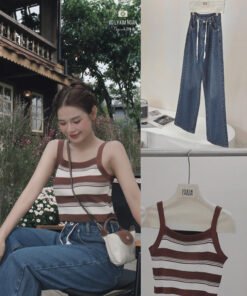 Alternative view of ÁO CROP SỌC VIỀN MÀU