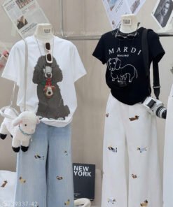 Alternative view of QUẦN JEAN SUÔNG THÊU CHÓ