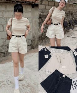 QUẦN SHORT JEAN MIX CHỈ NỔI