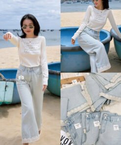 QUẦN JEAN SUÔNG LAI MIX REN