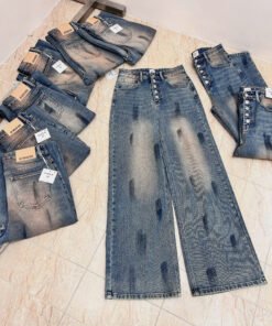 QUẦN JEAN SUÔNG NÚT WAX MIX