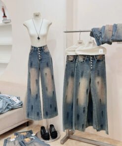 Alternative view of QUẦN JEAN SUÔNG NÚT WAX MIX