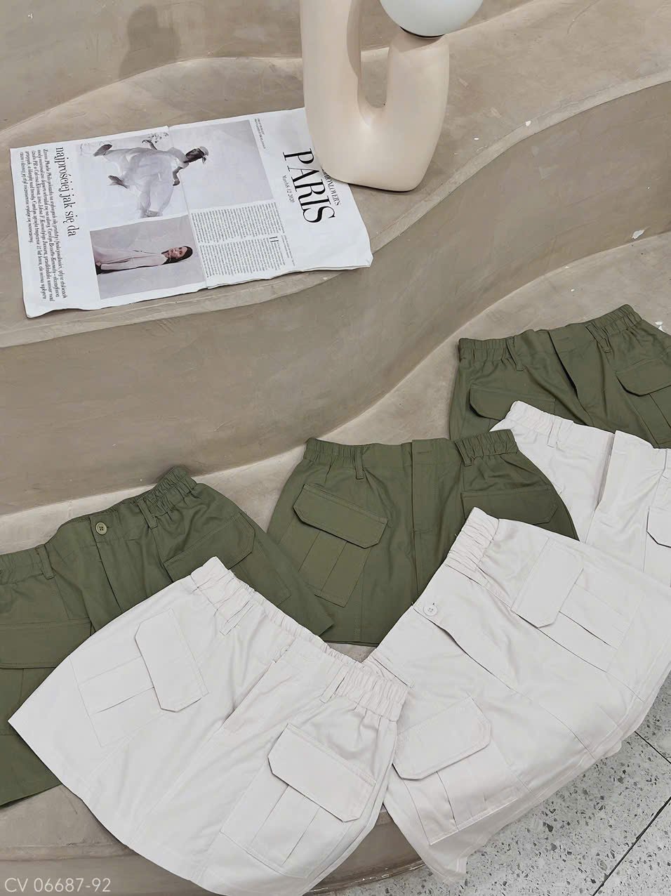 CHÂN VÁY KAKI TÚI HỘP NGẮN