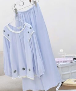 Alternative view of SET LINEN VIỀN REN HOA THÊU