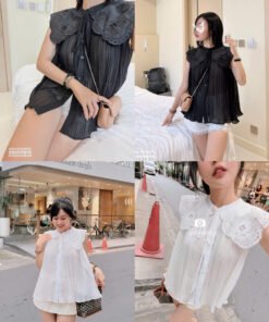 ÁO SƠMI DẬP LI SN CỔ REN