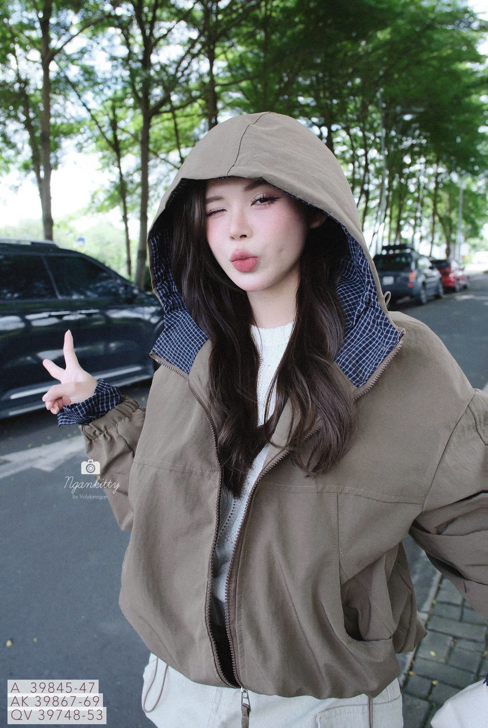 ÁO KHOÁC NÓN MIX CARO RÚT EO - Hình ảnh 6