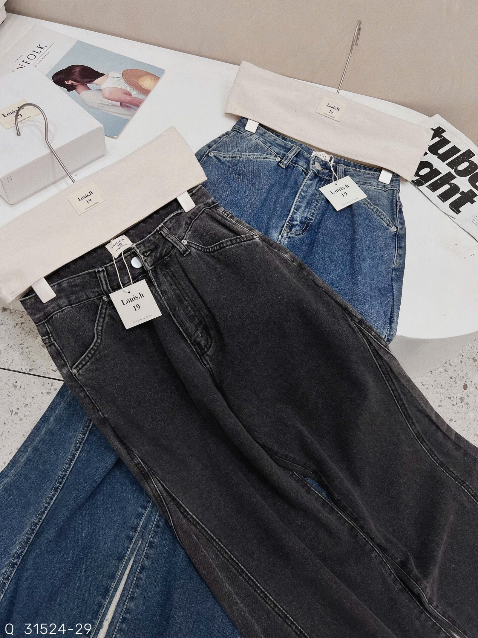 QUẦN JEAN ỐNG RỘNG PHỐI LAI - Hình ảnh 3