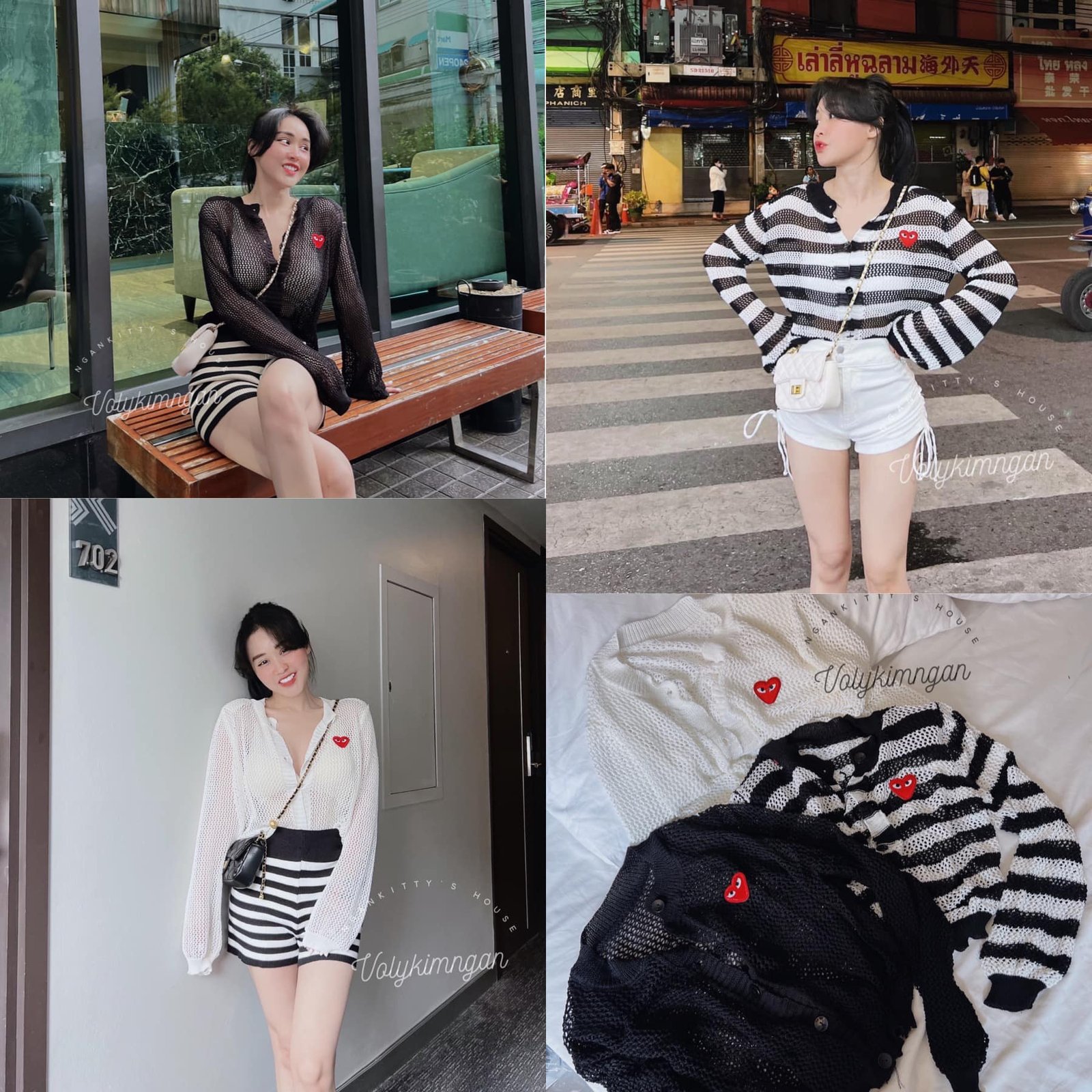 ÁO CADIGAN ĐỤC LỖ TIM