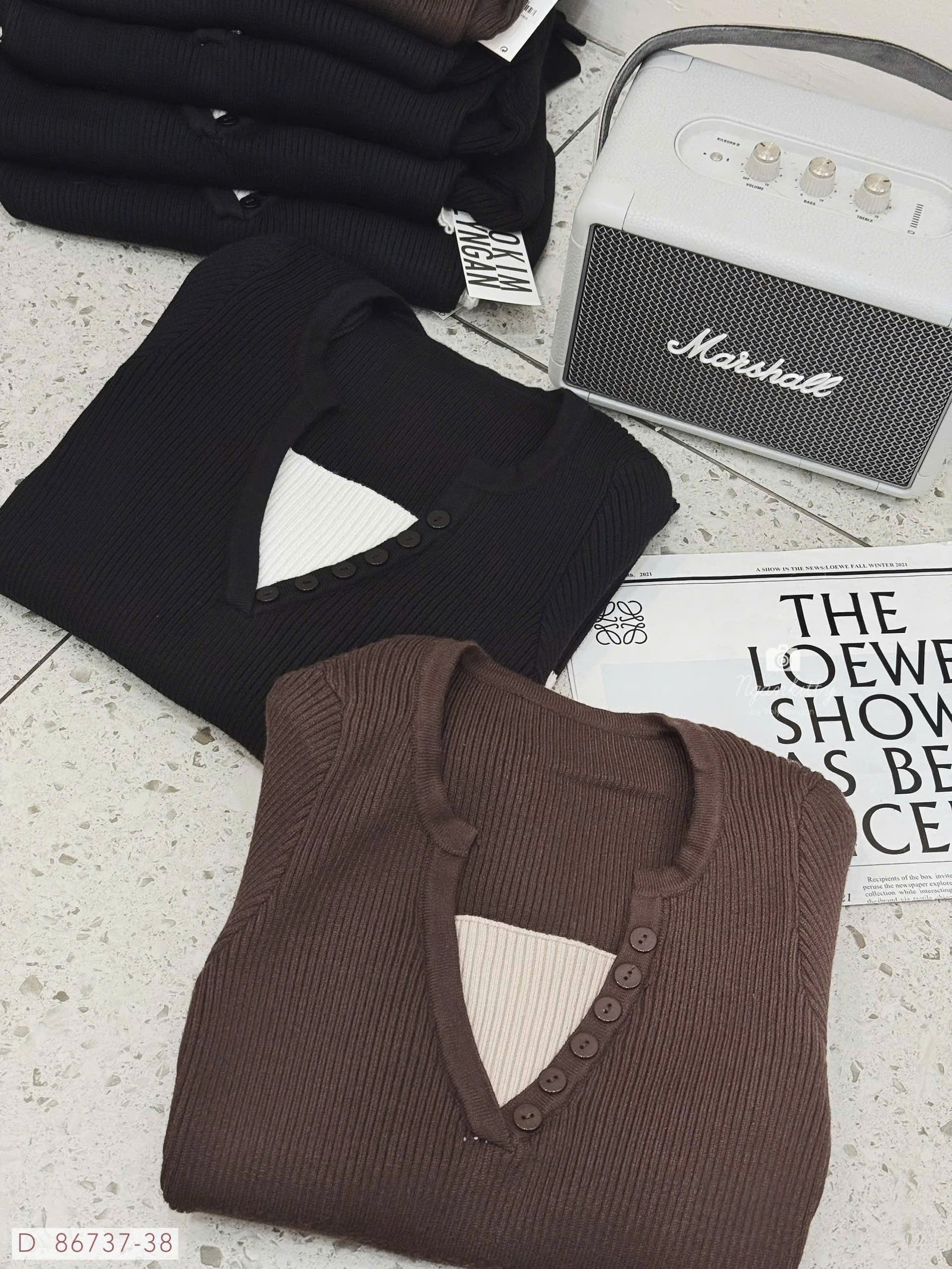 ĐẦM TD CỔ V NÚT MIX MÀU - Hình ảnh 12