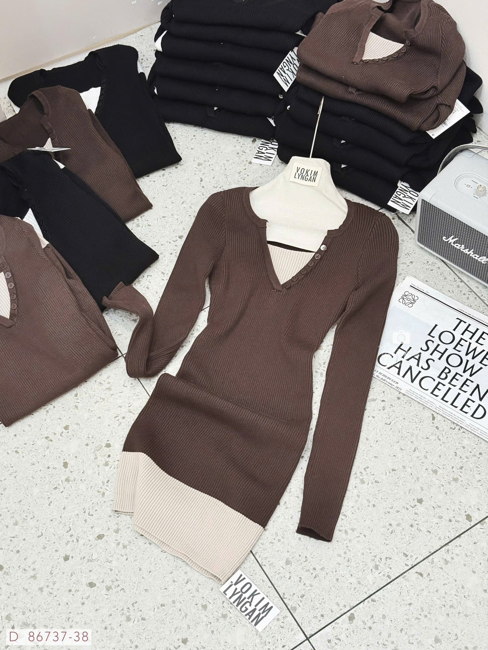 ĐẦM TD CỔ V NÚT MIX MÀU - Hình ảnh 15