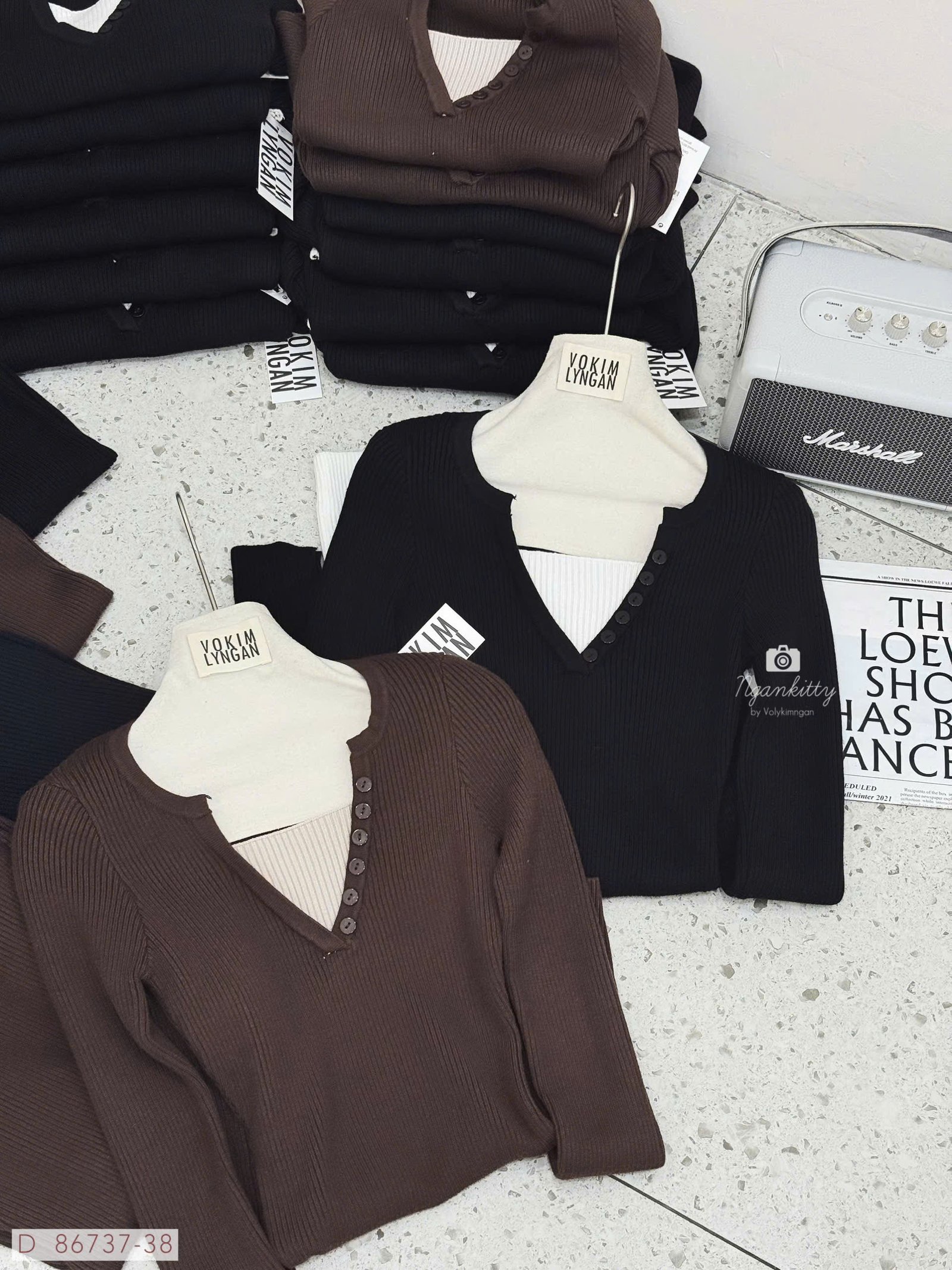 ĐẦM TD CỔ V NÚT MIX MÀU - Hình ảnh 8