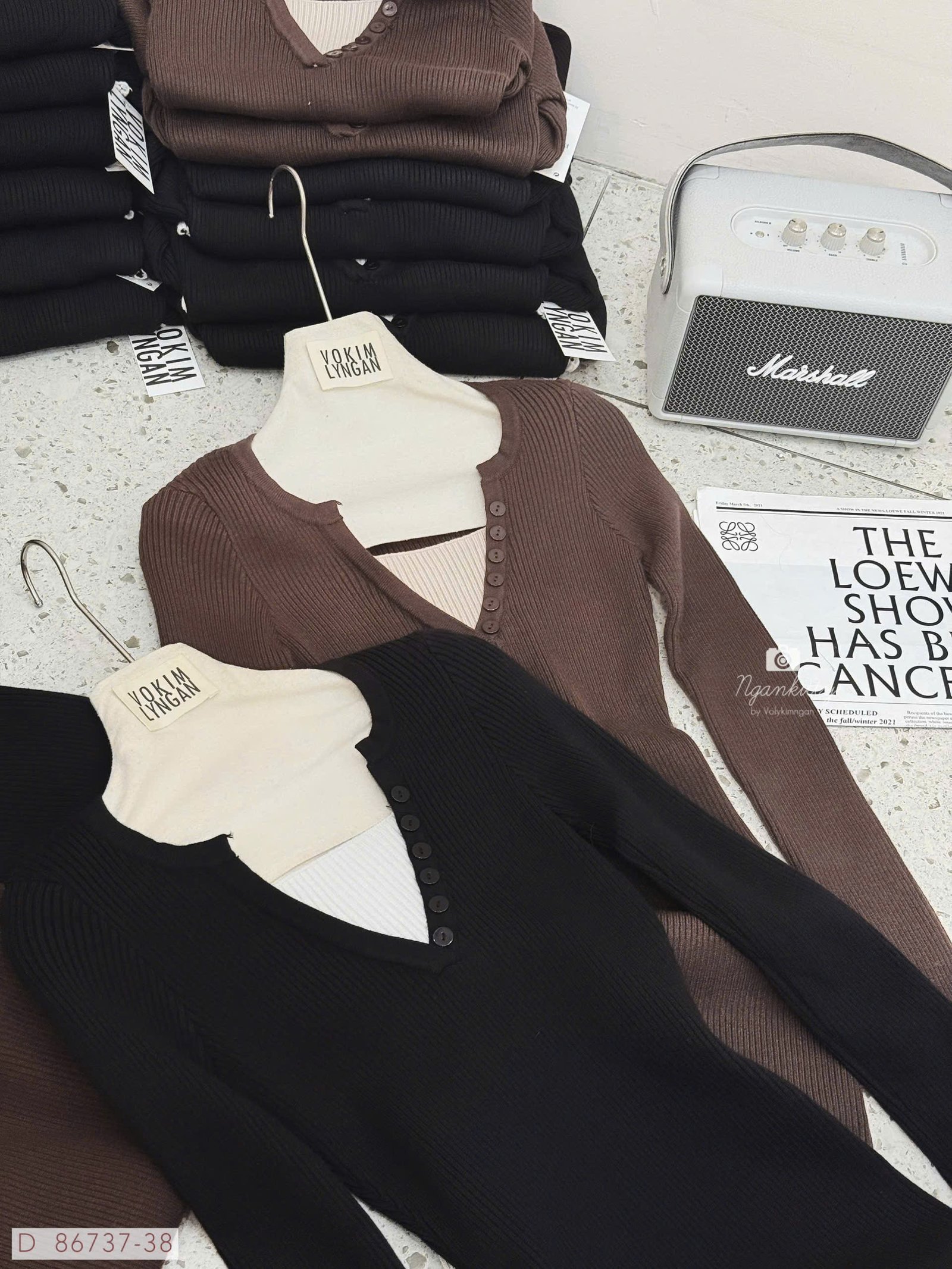 ĐẦM TD CỔ V NÚT MIX MÀU - Hình ảnh 9