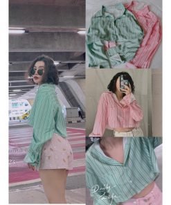 ÁO SƠMI CROP SỌC MÀU LOUIS.H