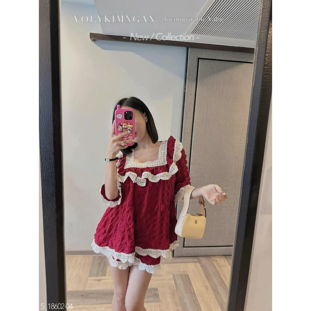 SET SHORT PHỐI REN TAY LỠ - Hình ảnh 3