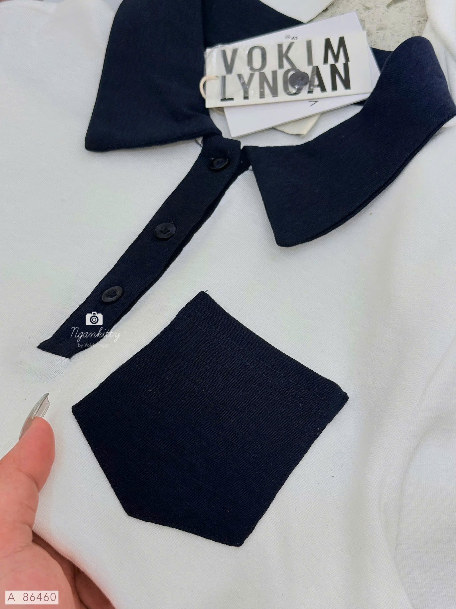 ÁO CROP POLO VIỀN ĐEN - Hình ảnh 4