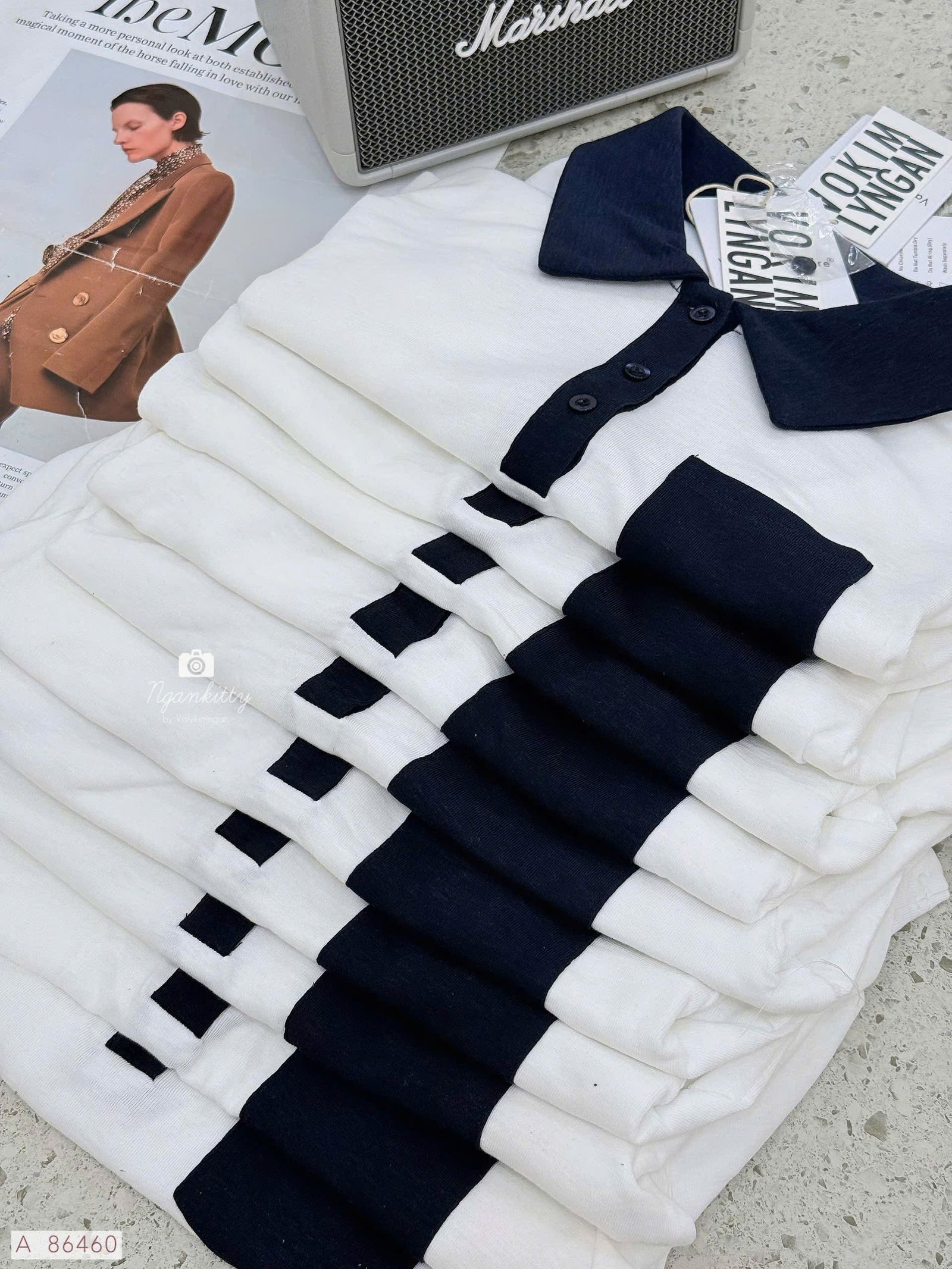 ÁO CROP POLO VIỀN ĐEN - Hình ảnh 5