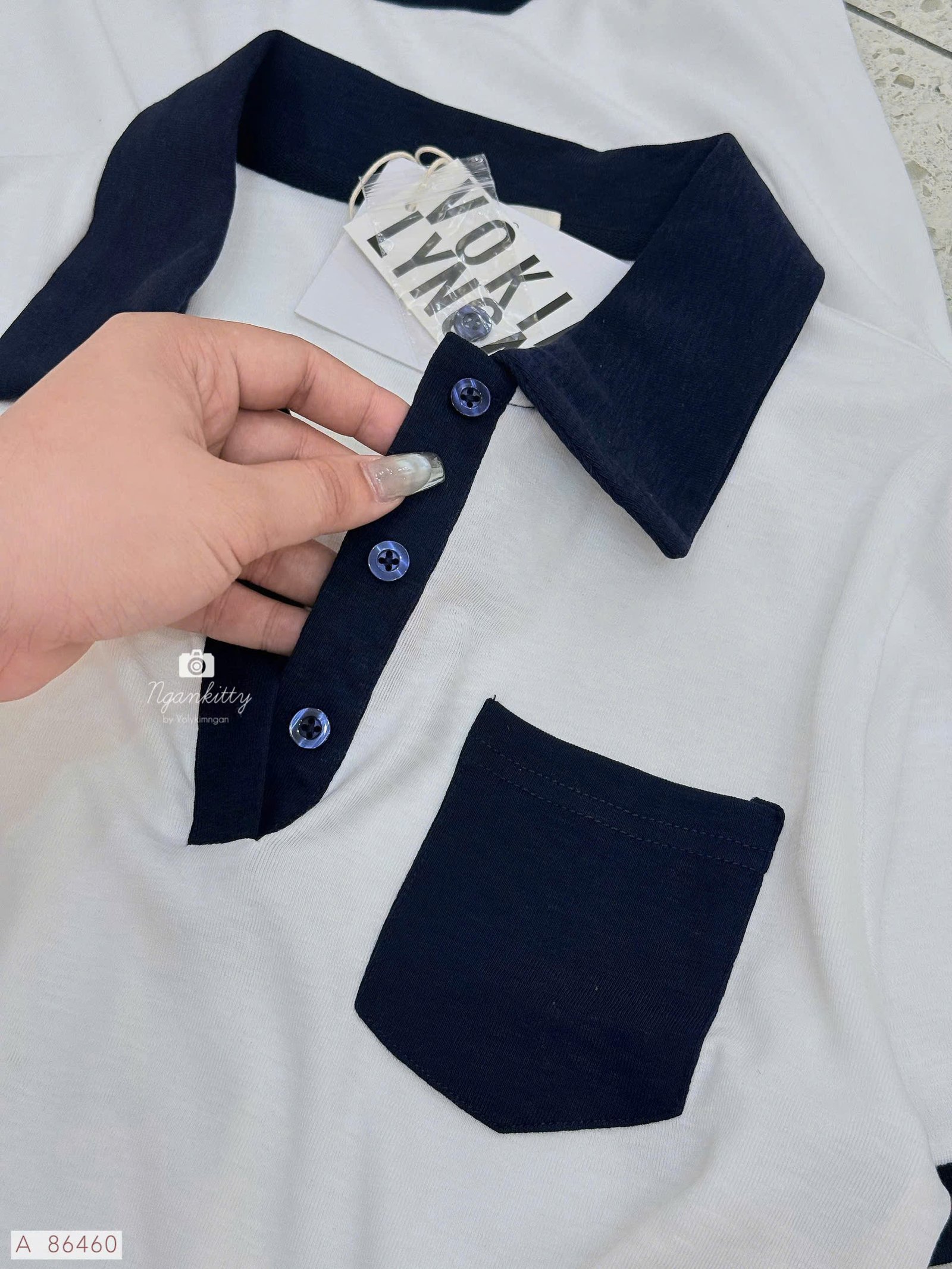 ÁO CROP POLO VIỀN ĐEN - Hình ảnh 7