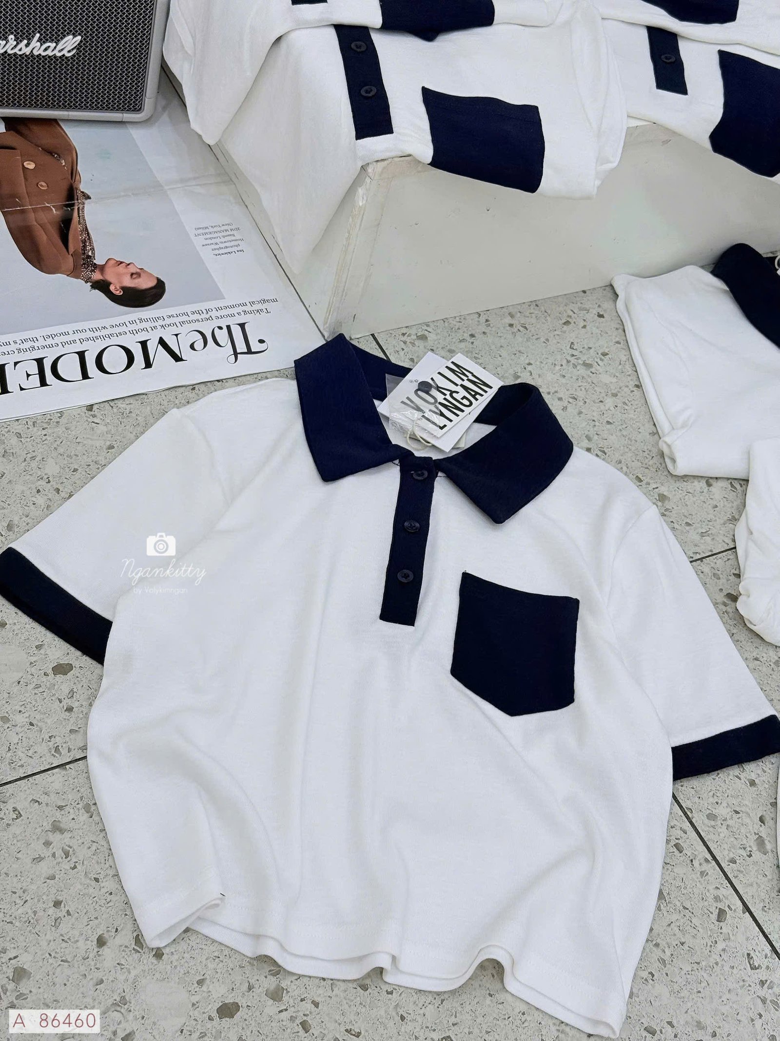 ÁO CROP POLO VIỀN ĐEN - Hình ảnh 8