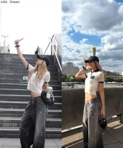 ÁO CROP POLO VIỀN ĐEN