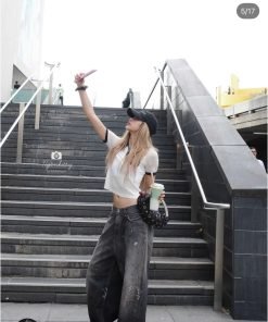 Alternative view of ÁO CROP POLO VIỀN ĐEN