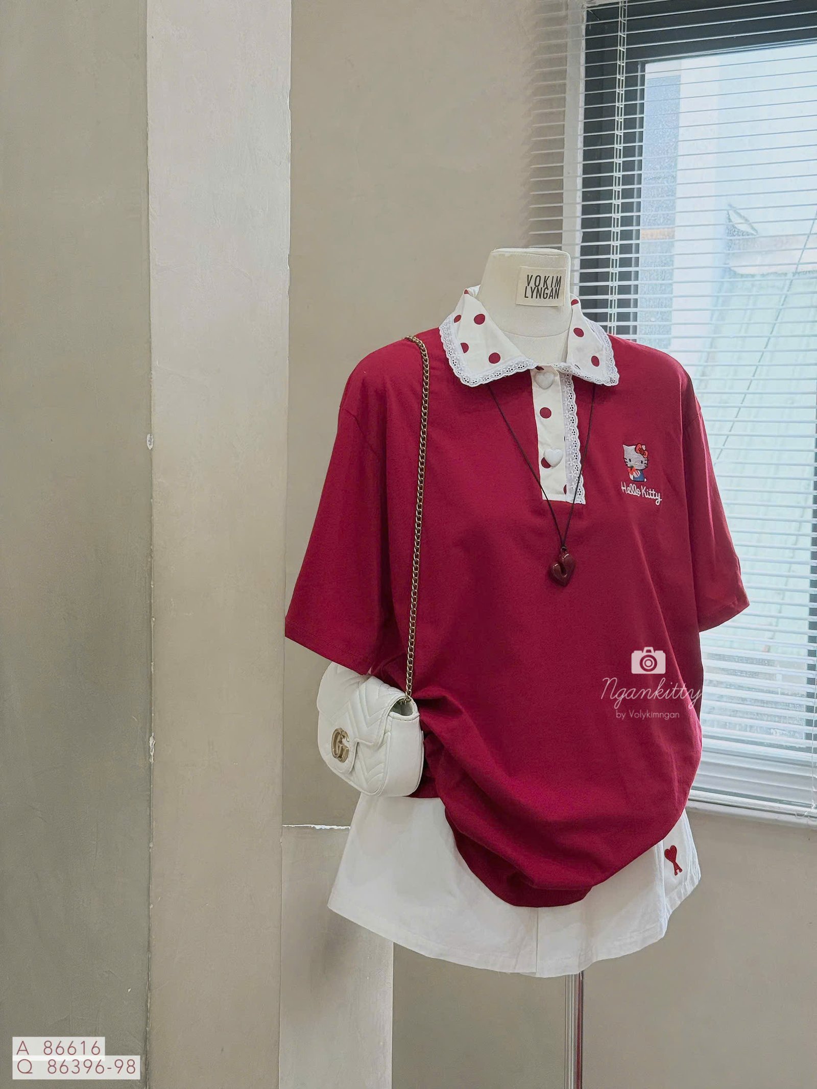 ÁO HELLOKITTY CỔ BI MIX REN