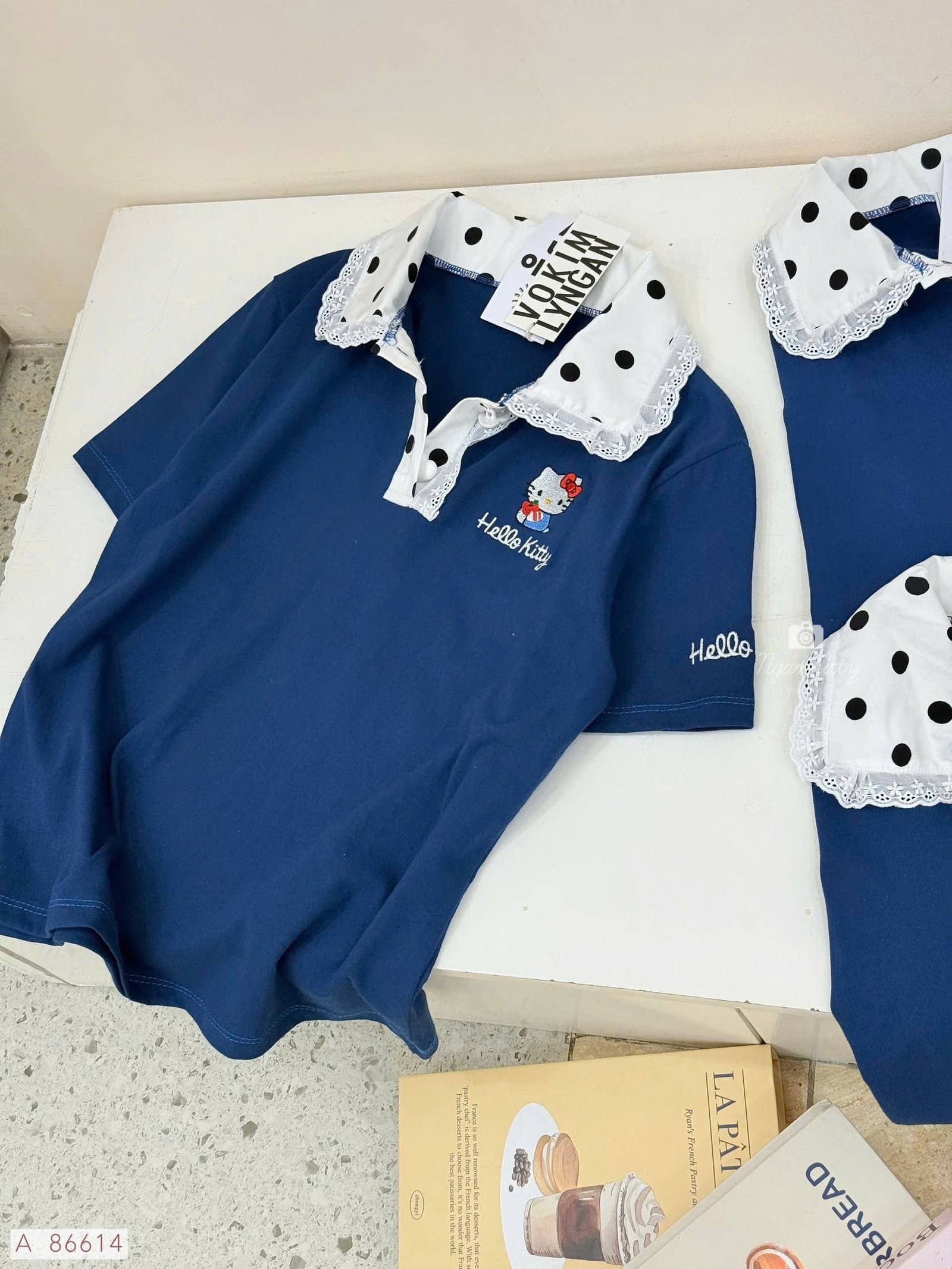 ÁO BABYTEE HELLOKITTY CỔ CARO REN - Hình ảnh 3