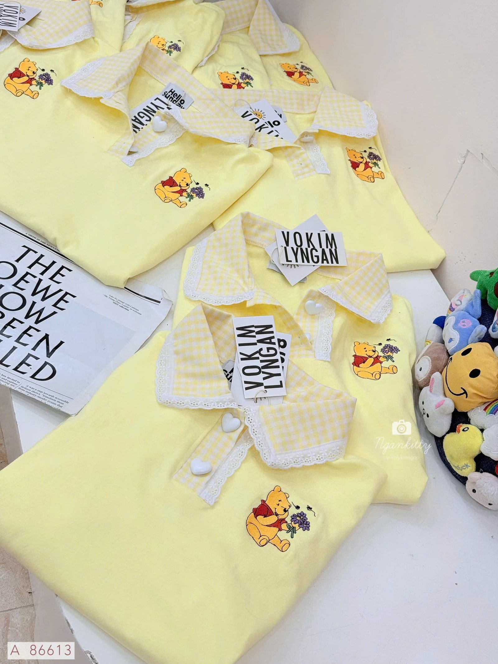 ÁO GẤU POOH CỔ CARO MIX REN - Hình ảnh 9