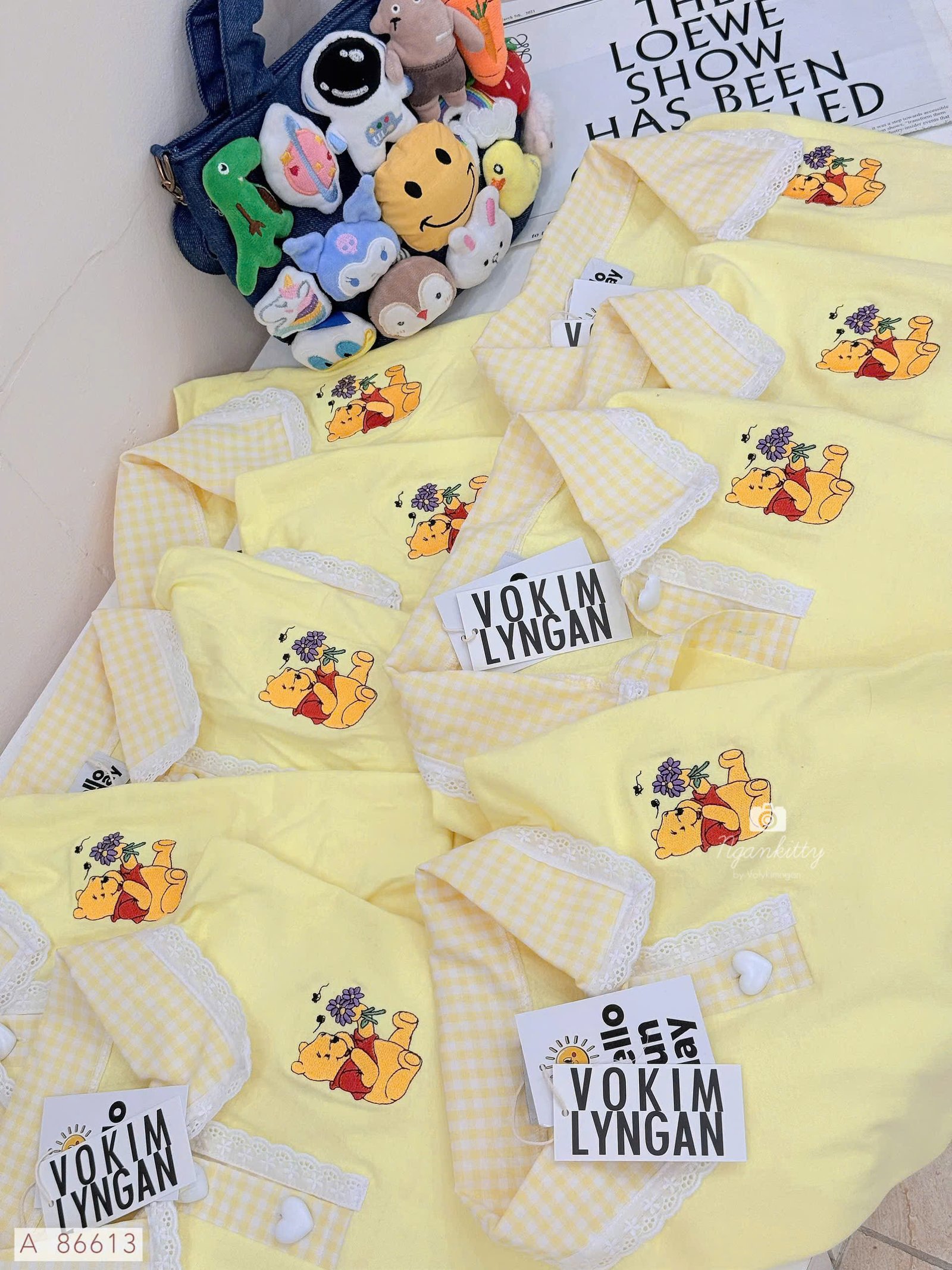 ÁO GẤU POOH CỔ CARO MIX REN - Hình ảnh 8