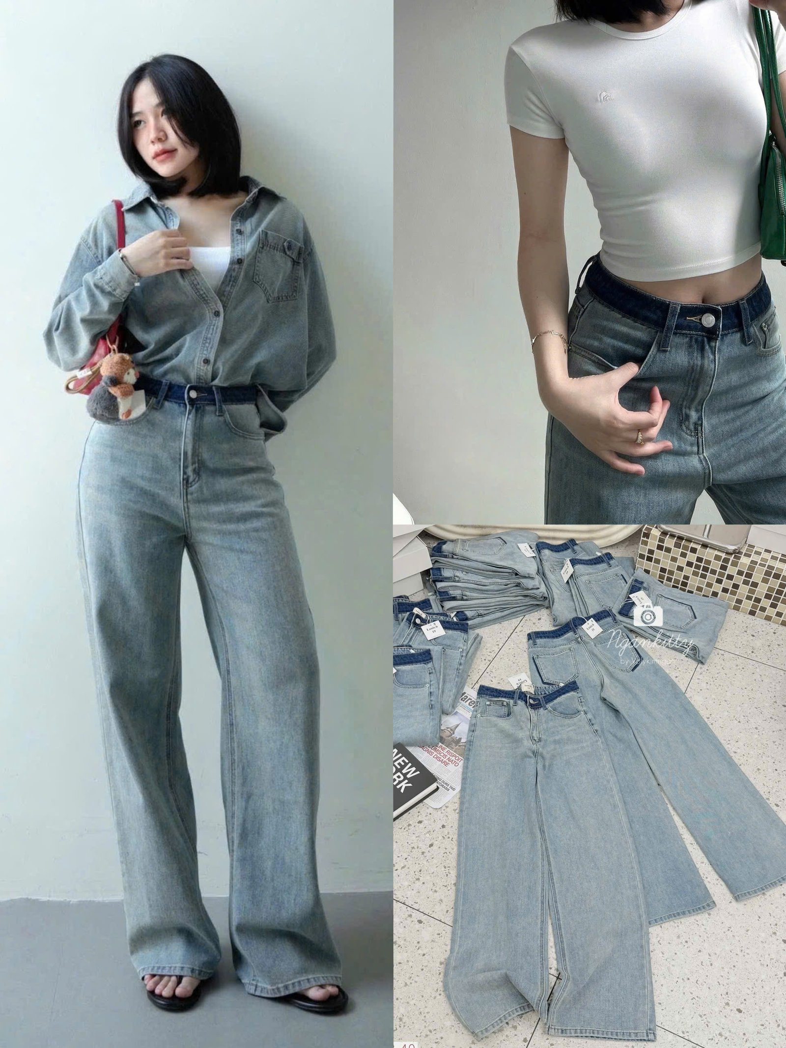 QUẦN JEAN SUÔNG LƯNG VIỀN WAX ĐẬM