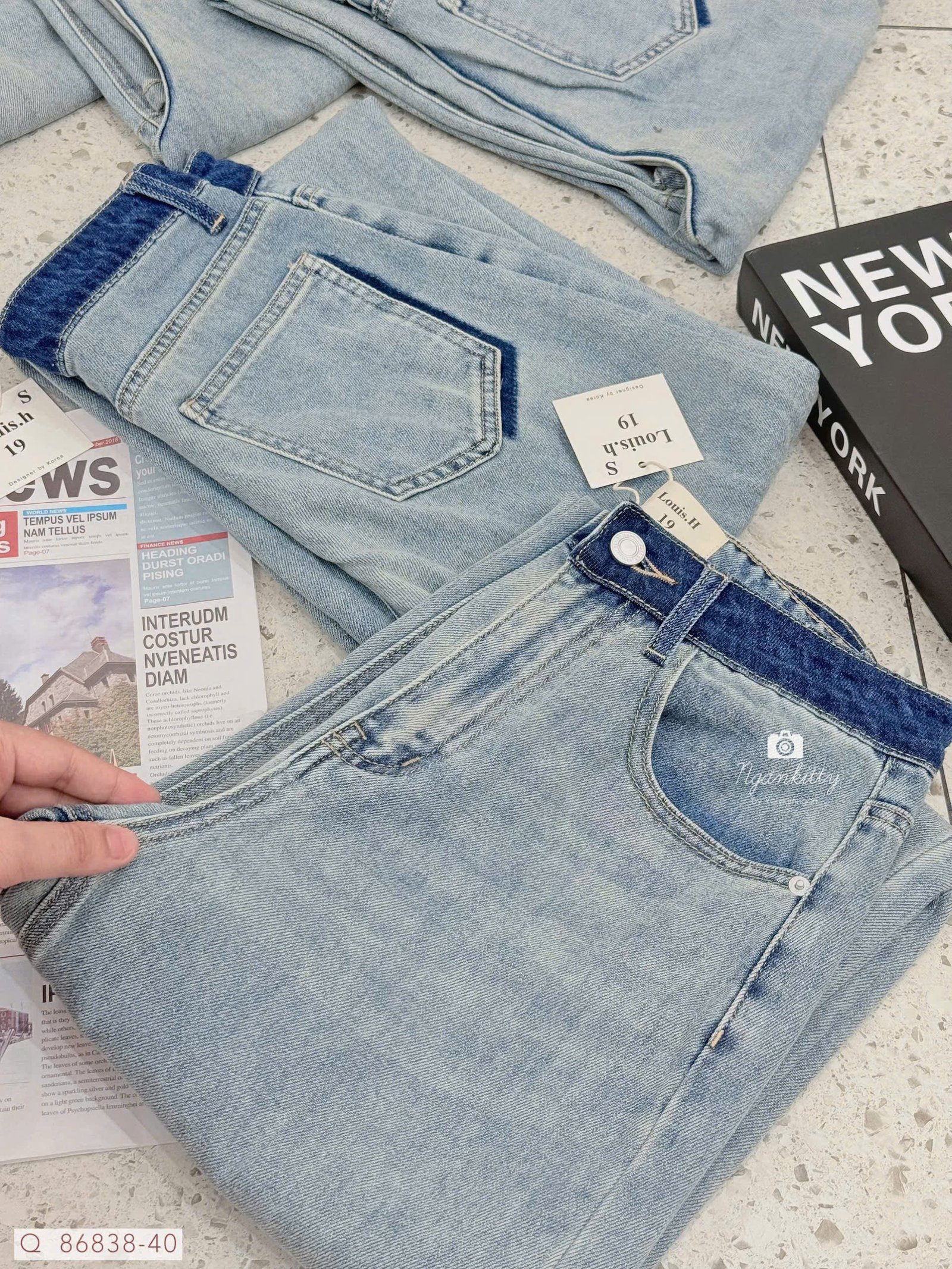 QUẦN JEAN SUÔNG LƯNG VIỀN WAX ĐẬM - Hình ảnh 3