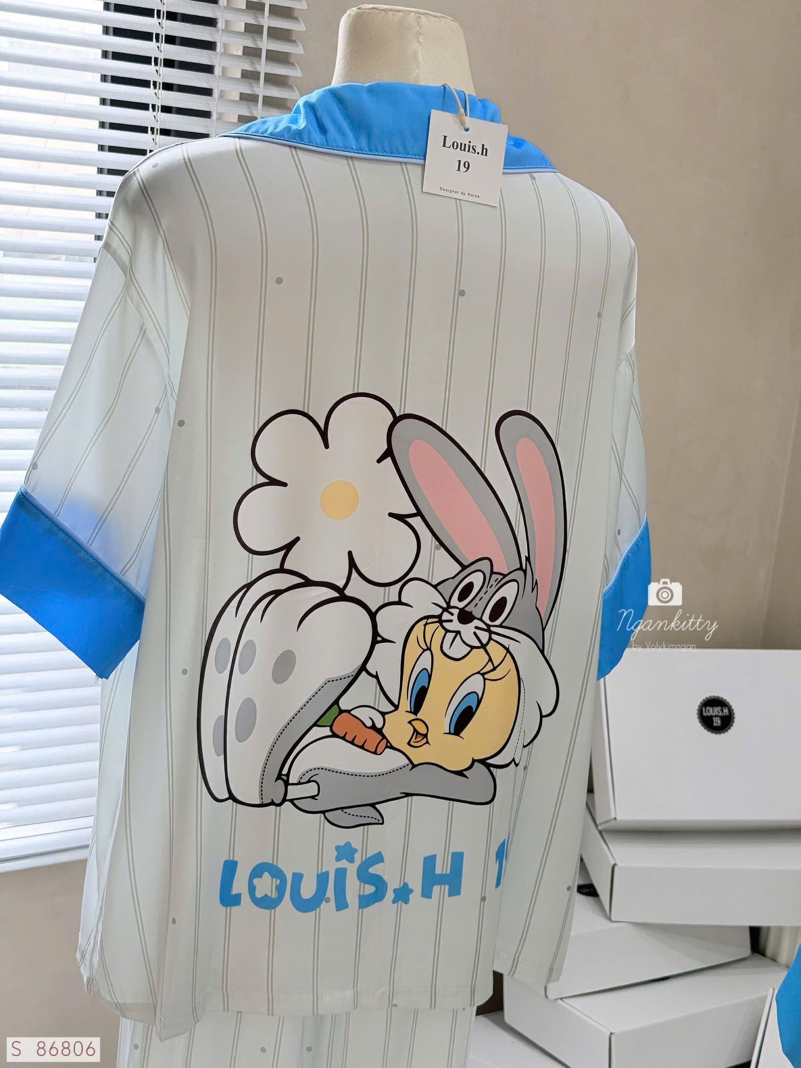 SET PIJAMA SỌC THỎ GÀ - Hình ảnh 7