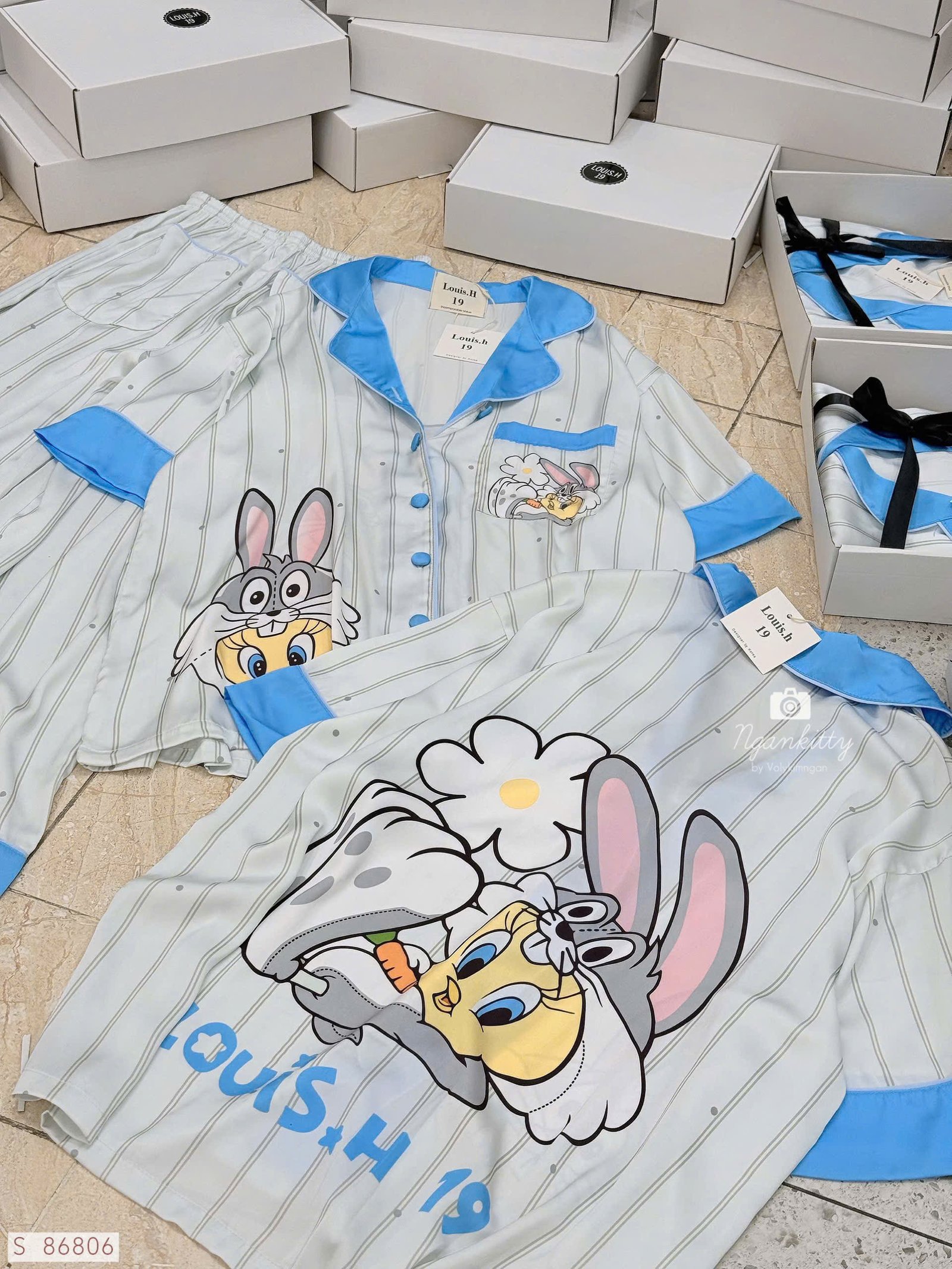 SET PIJAMA SỌC THỎ GÀ - Hình ảnh 6