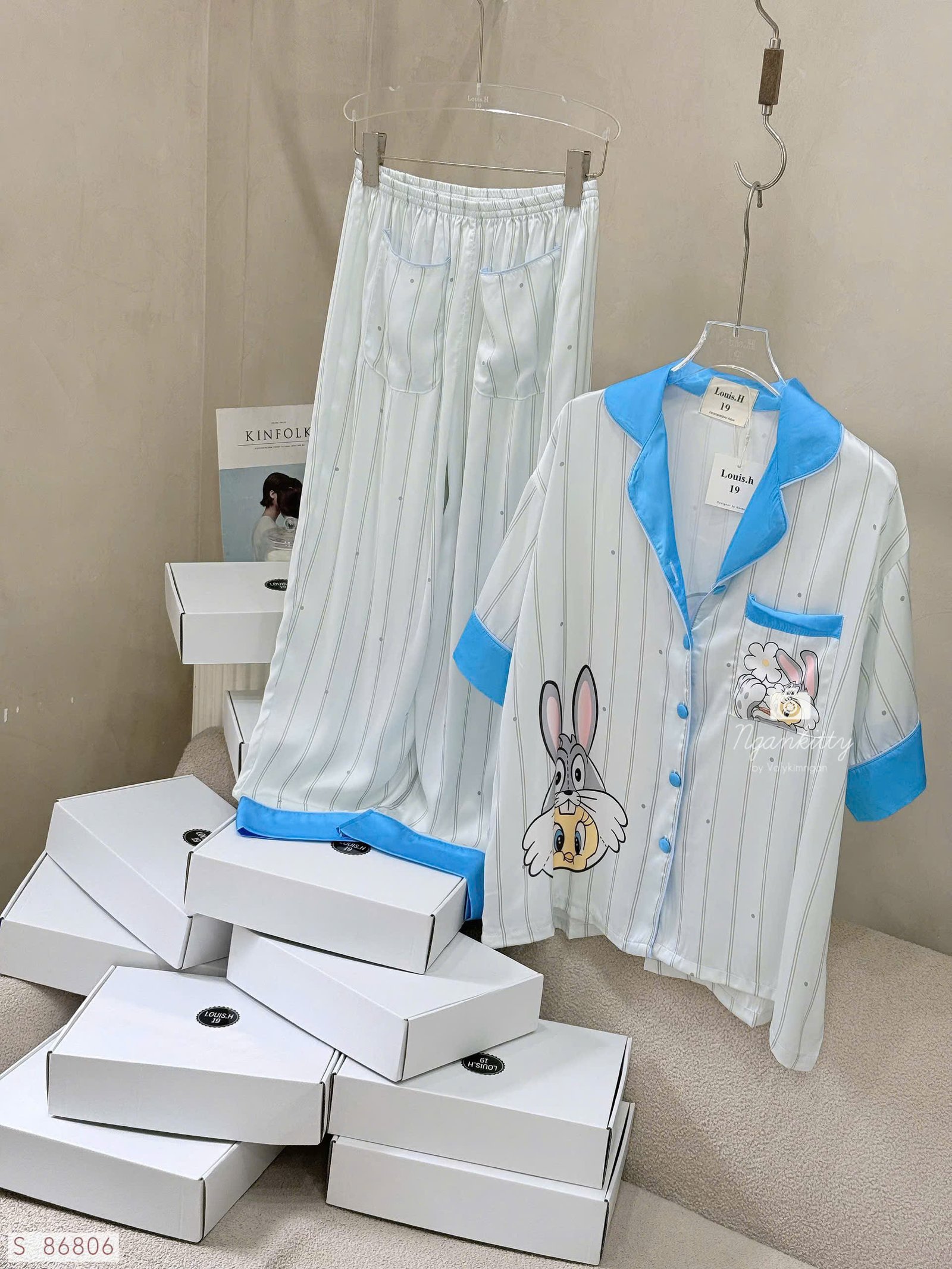 SET PIJAMA SỌC THỎ GÀ - Hình ảnh 4