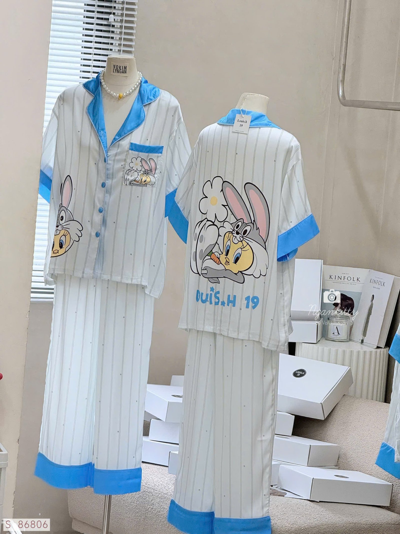 SET PIJAMA SỌC THỎ GÀ - Hình ảnh 2