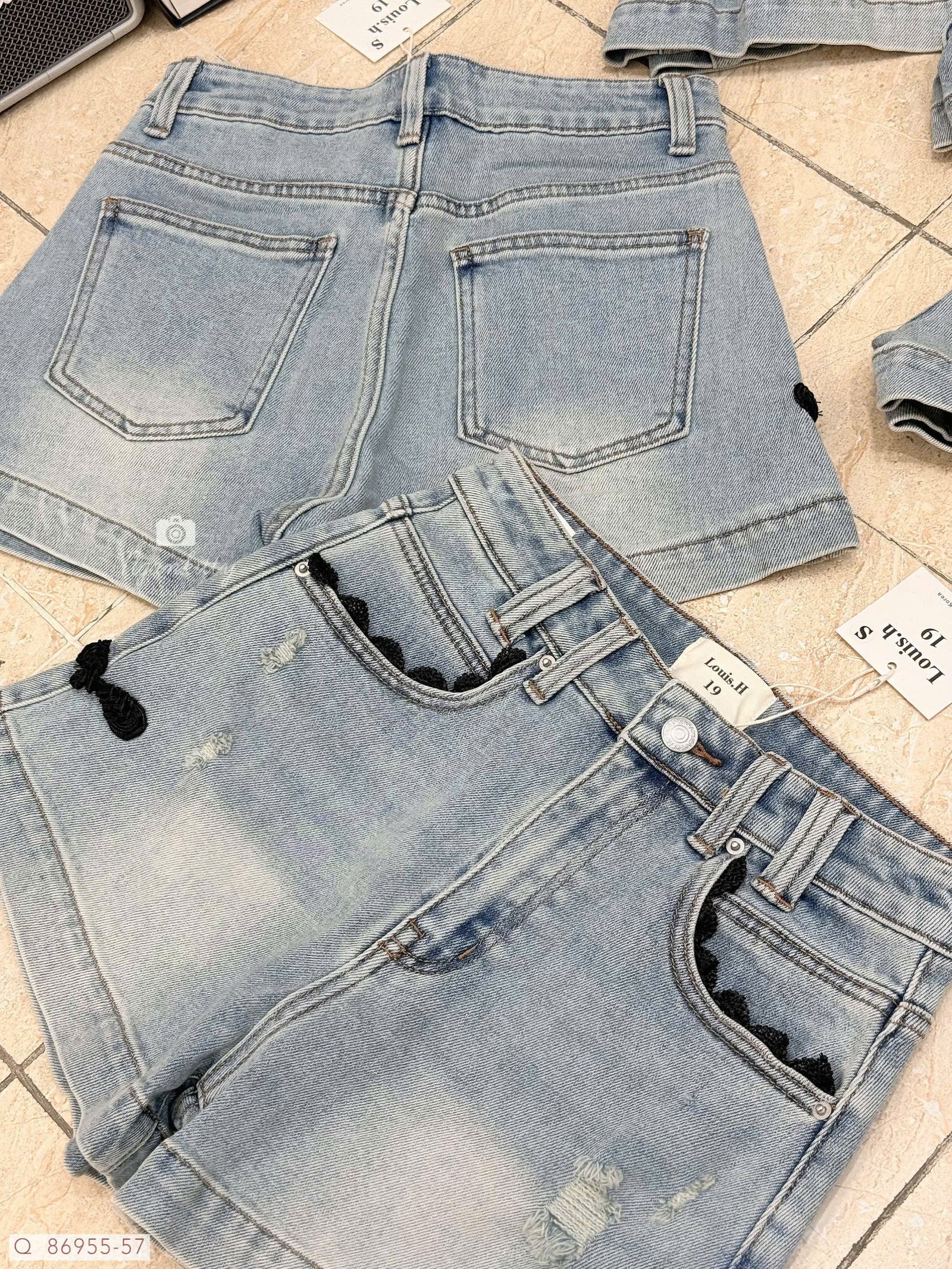 QUẦN SHORT JEAN TÚI MIX REN ĐEN - Hình ảnh 3