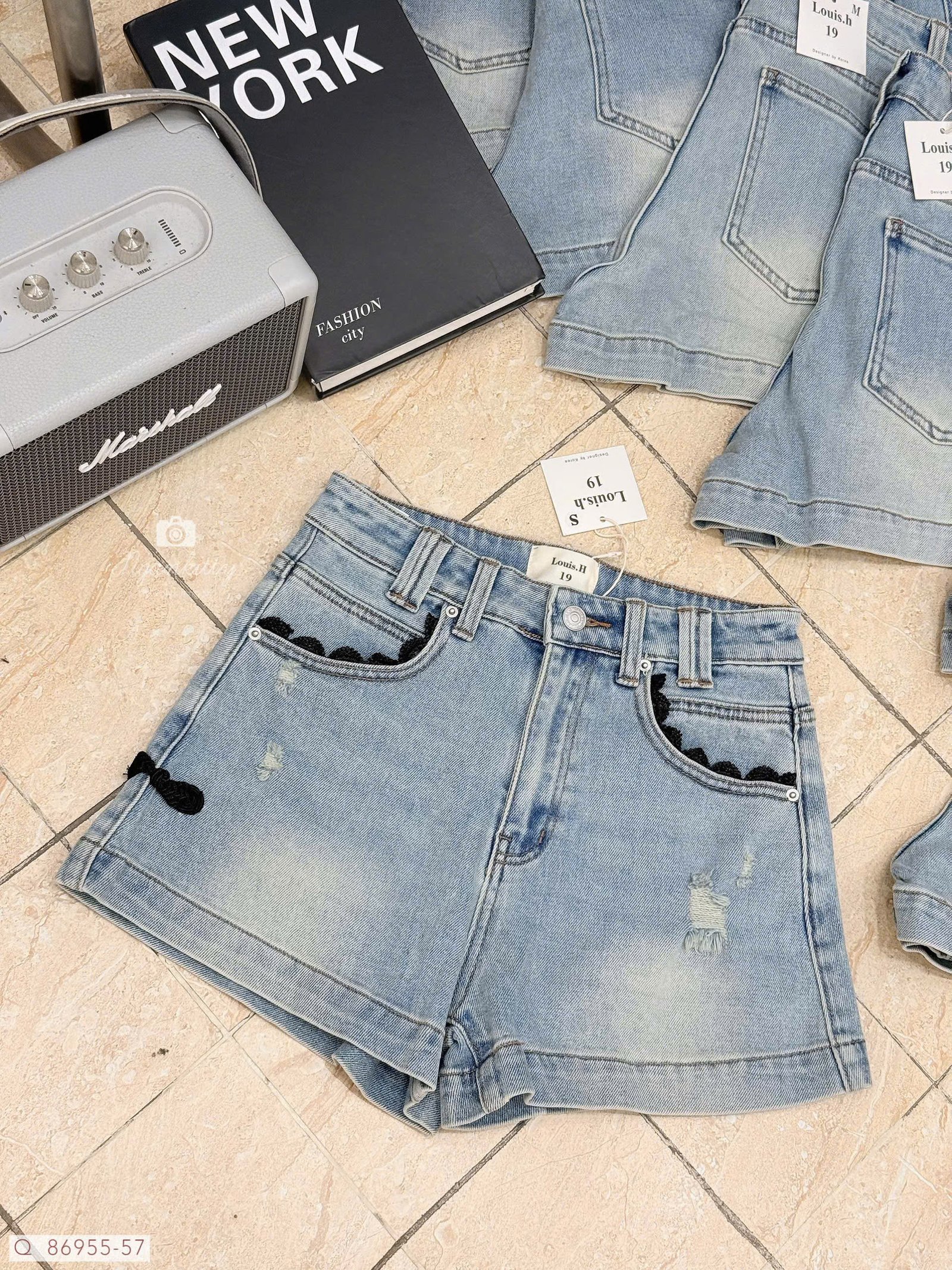 QUẦN SHORT JEAN TÚI MIX REN ĐEN - Hình ảnh 8