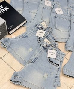 Alternative view of QUẦN SHORT JEAN TÚI MIX REN ĐEN