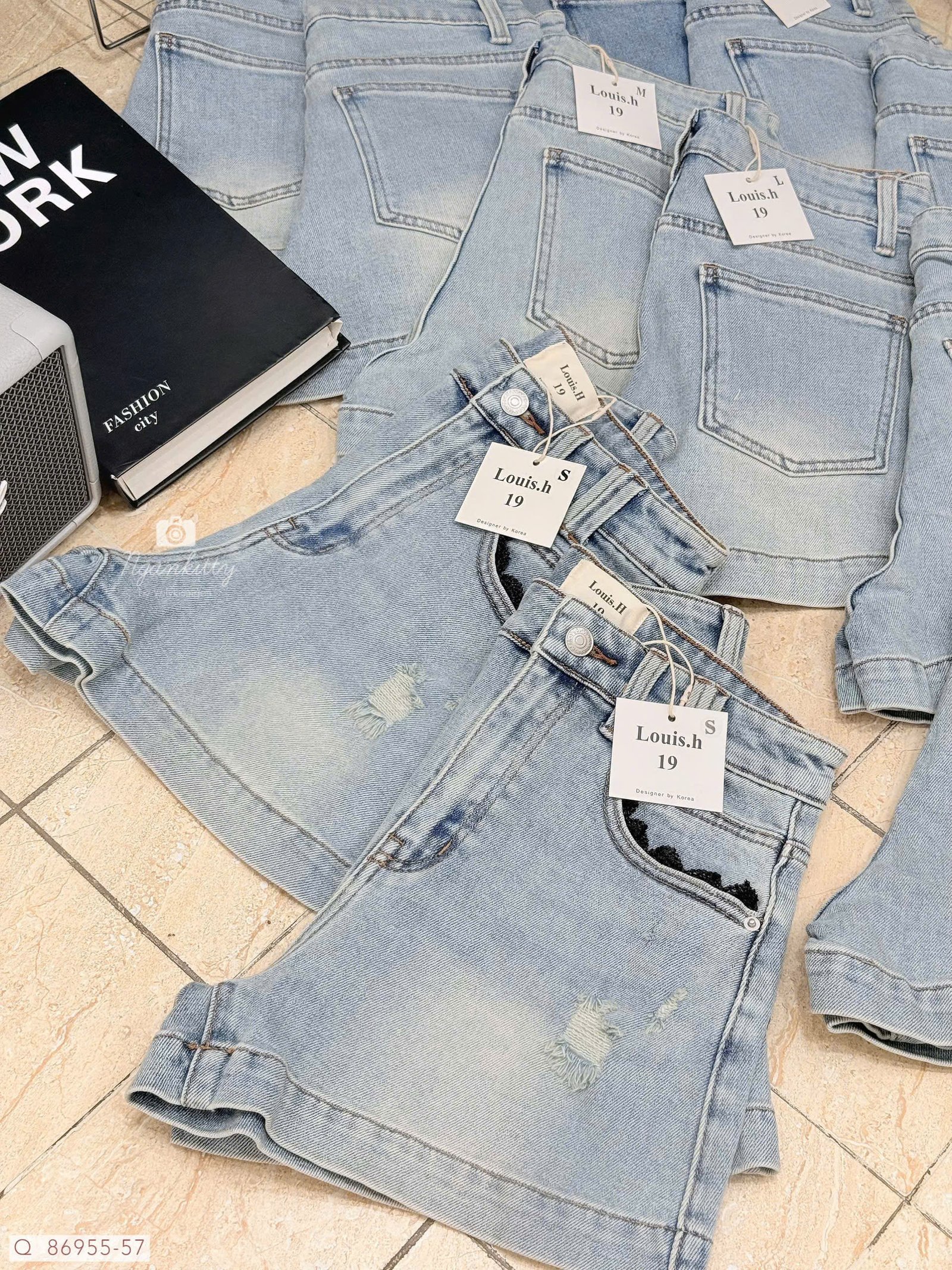 QUẦN SHORT JEAN TÚI MIX REN ĐEN - Hình ảnh 2