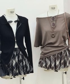 CHÂN VÁY CARO XẾP LY