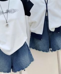 Alternative view of QUẦN SHORT JEAN LAI GỢN SÓNG