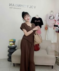 Alternative view of SET QUẦN SUÔNG ÁO CỔ V REN